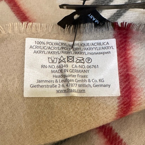🌟HP🌟Beige Check Plaid Tartan Feel Cashmink  Scarf by FRAAS Made in Germany - Picture 4 of 8